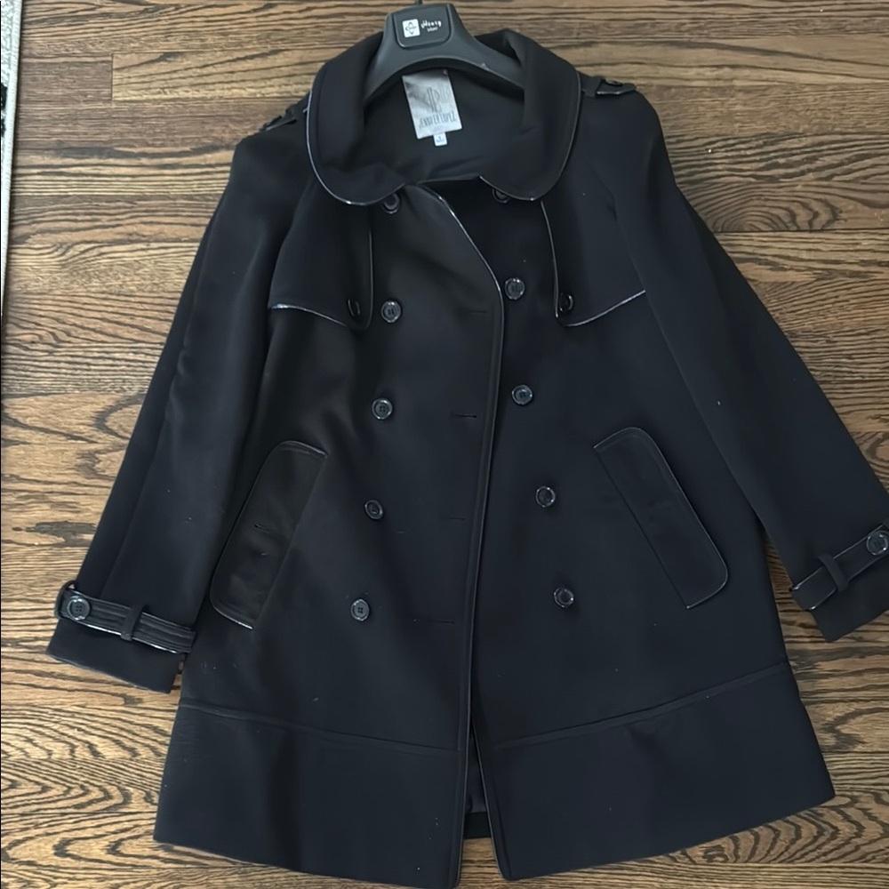 Jennifer Lopez Black Trench Coat Double-Breasted Style